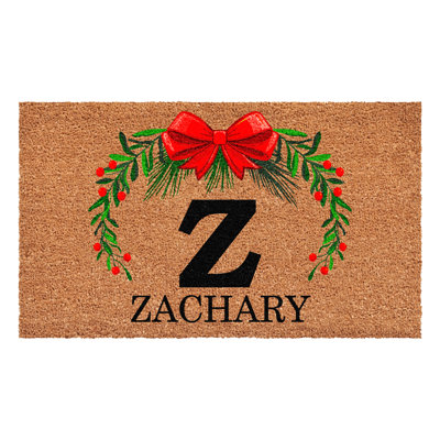 Paillasson couronne de Noël personnalisé, lettre Z
