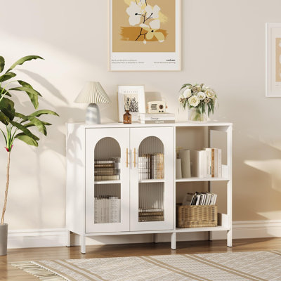 Buffet Sideboard Cabinet, Wooden Storage Cabinet With Glass Doors by Lark Manor