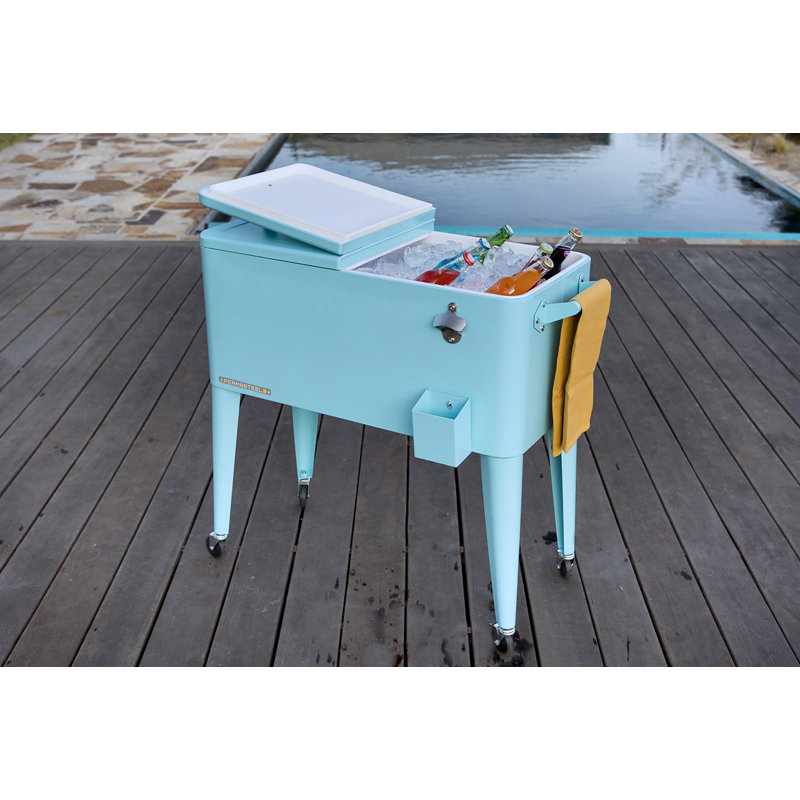 Permasteel 80-Qt Classic Outdoor Patio Cooler On Wheels, Turquoise, Without Divider