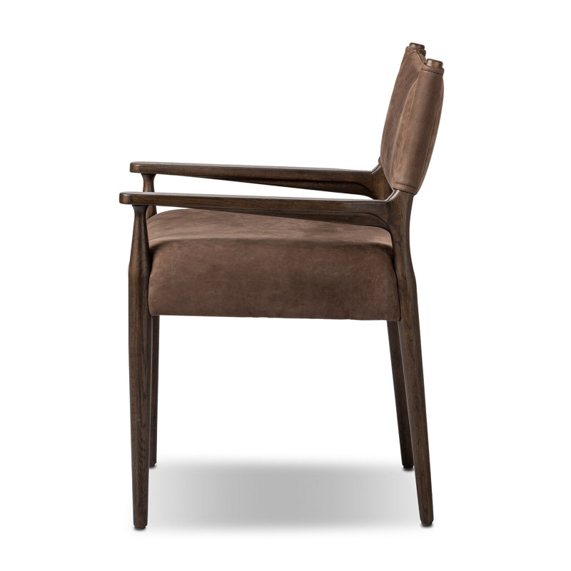Fauteuil de salle à manger Tara Yokum, Chêne Bunrt, Nubuck cigare
