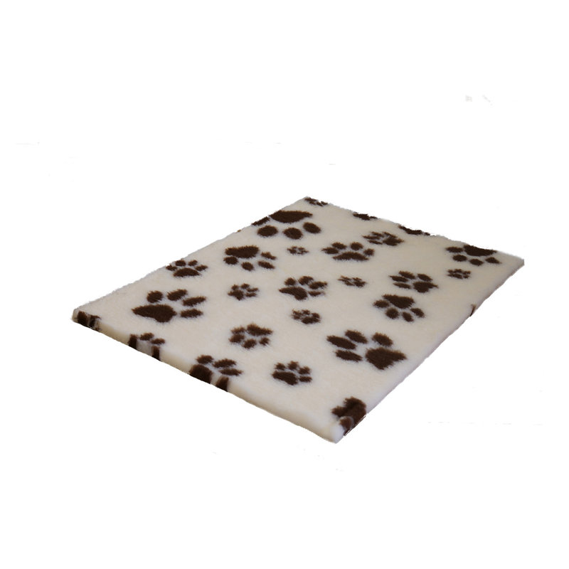Vet Fleece Bedding | Non-Slip Multi-Paws Vet Bed O Animal Print Fleece Pet Bed, 3cm H x 91cm W x 91cm D, Magnolia/Brown
