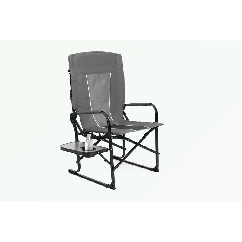 Chaise de jardin pliante avec table d'appoint, Gris
