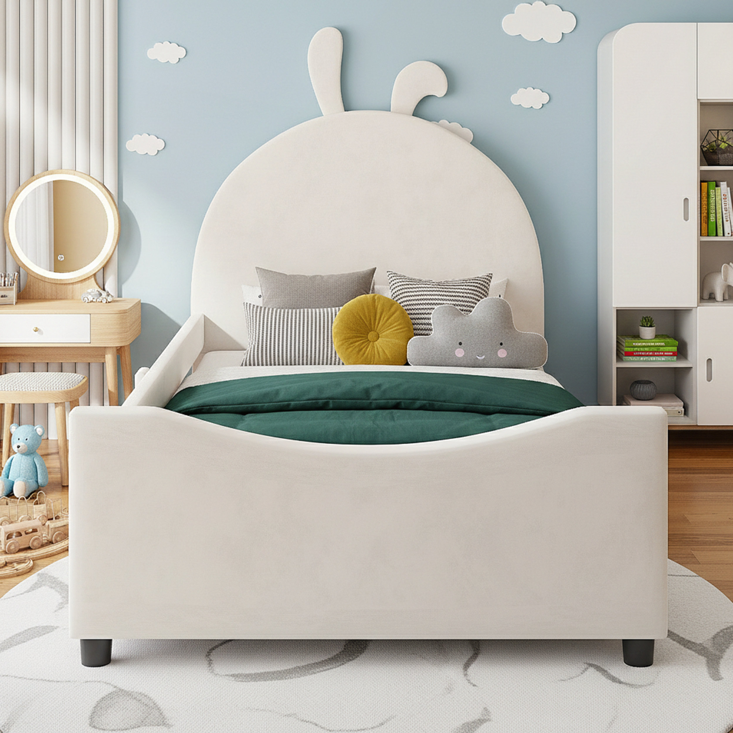 George Oliver Twin Size Upholstered Daybed with Rabbit Ear Shaped ...