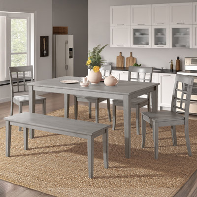Alexa-Mae 6 - Person Solid Wood Top Four Leg Dining Set