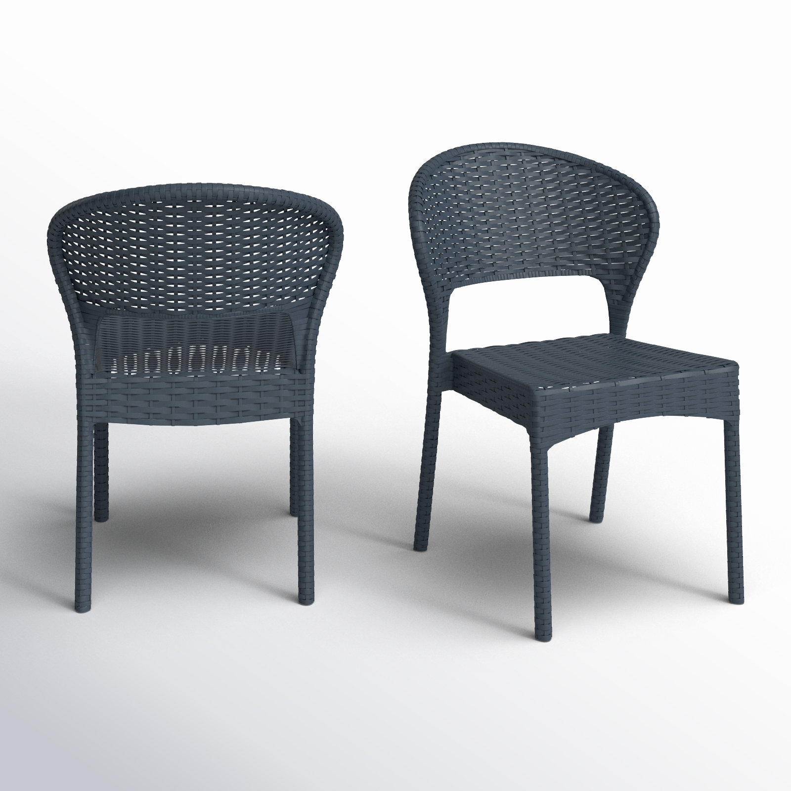 Coral Stacking Side Chair, Rattan Gray