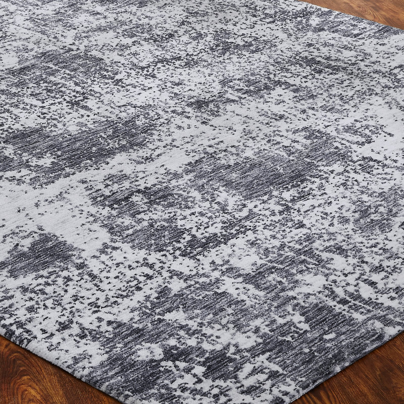 Area Rug, Rectangle 8'6" x 11'6", Charcoal Marble