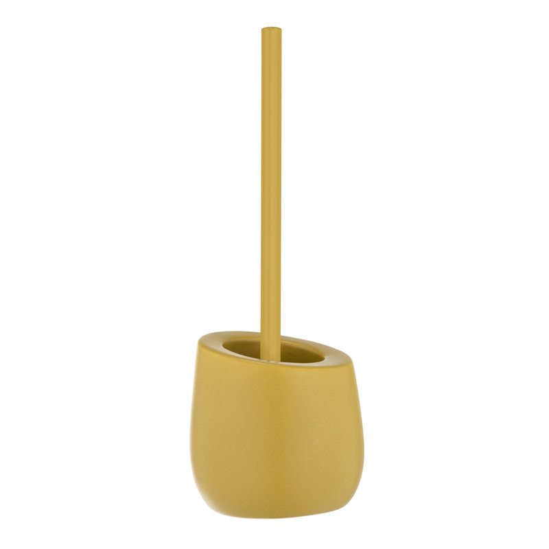 Badi Latitude Run, Mod. Badi,Ceramic,with Silicone Brush Head Free-Standing Toilet Brush and Holder, Yellow