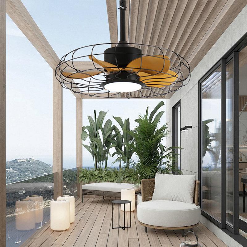 Ventilateur de plafond d'extérieur 23 po avec lumières, ventilateur imperméable IP65 avec télécommande à 3 vitesses 3CCT pour pergola de patio