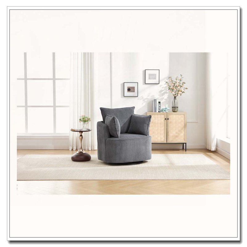 Chaise pivotante rembourrée en velours côtelé, Gris
