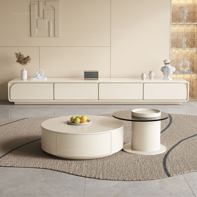 Combinaison simple de table basse ronde à ondulation d'eau