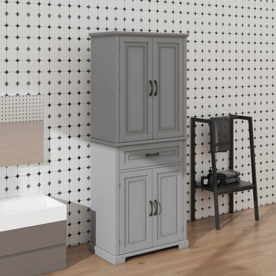 Armoire de rangement pour salle de bain avec portes et tiroir offrant un grand espace de rangement