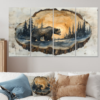 Grizzly Bear Into The Winter Landscape I - Bear 2 Wall Art - Modern Wall Art Decor