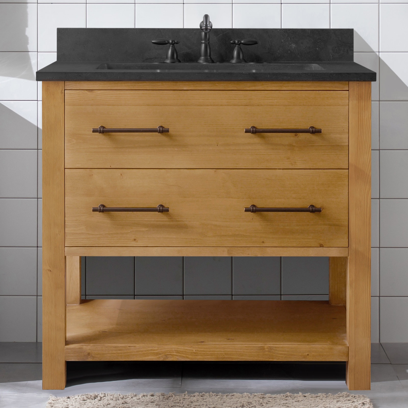 Keri 36" Single Bathroom Vanity Set, Tan/Antique Black