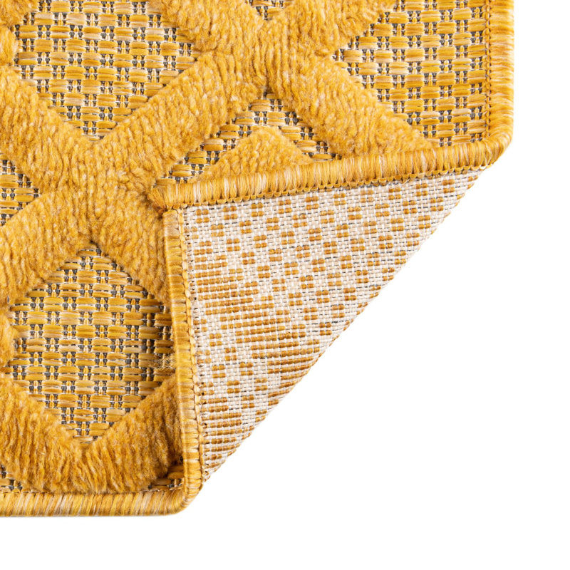 Tapis intérieur / extérieur jaune Gritton, Rectangle 7 pi 10 po x 10 pi