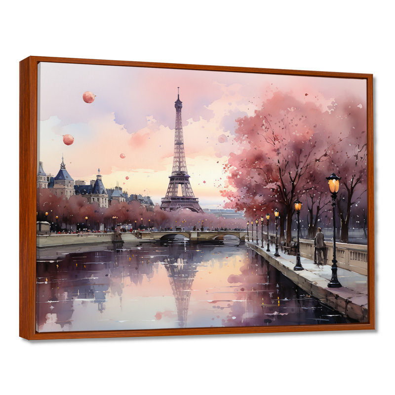 «Pink Twilight Rendezvous In Paris II», impressions sur toile de parcs d'attractions, H 34 po x l 44 po, Brun