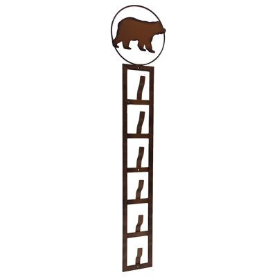 Brown Metal Woodland Bear 6-Hook Wall-Mounted Baseball Cap Holder