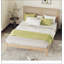 Lit Queen Size en bois massif avec tête de lit en rotin et pieds de soutien renforcés pour plus de durabilité et de style