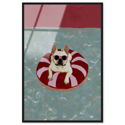 «Cool Dog in Shades», décoration murale encadrée à imprimé acrylique par Art Remedy, cadre noir, 10 x 15