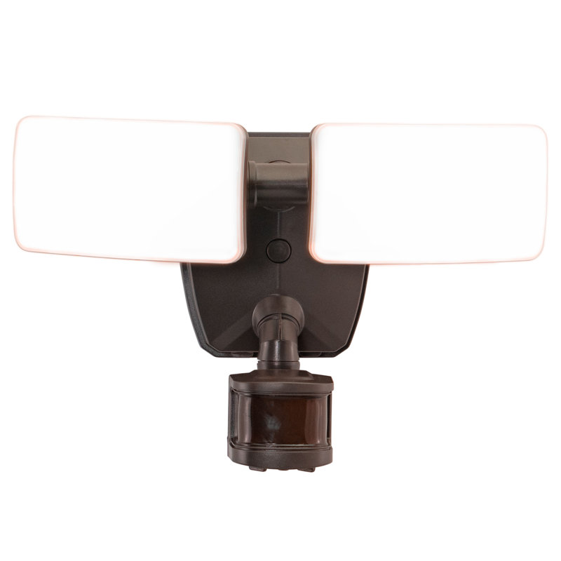 Ixacc 2 Light LED Outdoor Motion Sensor Adjustable Security Flood Light Bronze