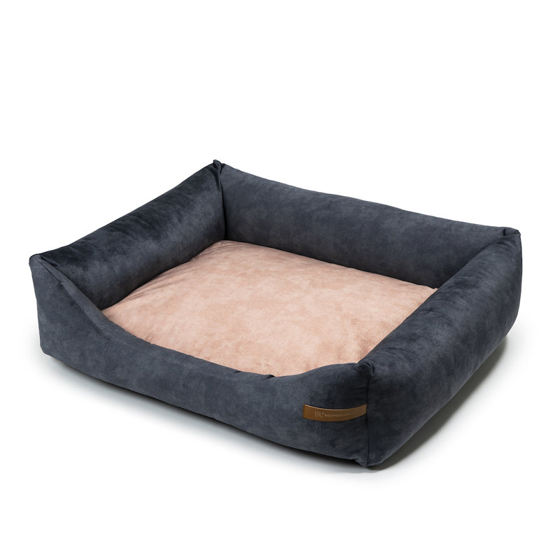 Orthopedic Polyester Pet Bed, 15cm H x 75cm W x 85cm D, Graphite/Pink