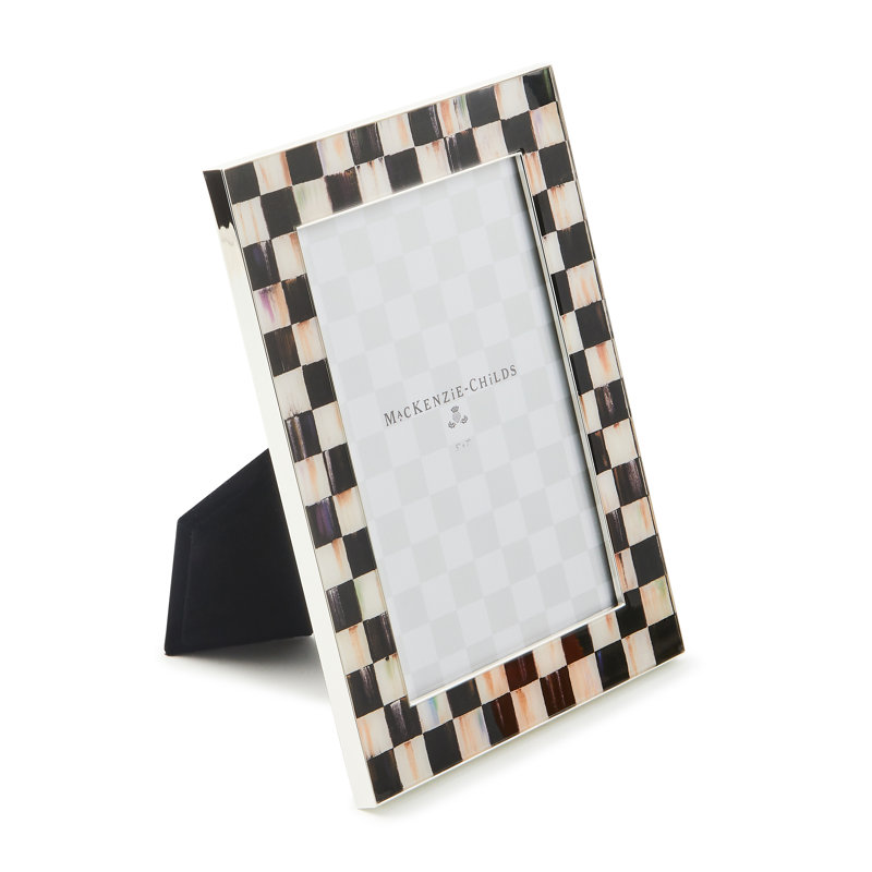 Classic Silver Plated 5x7 Checkered Tabletop Picture Frame