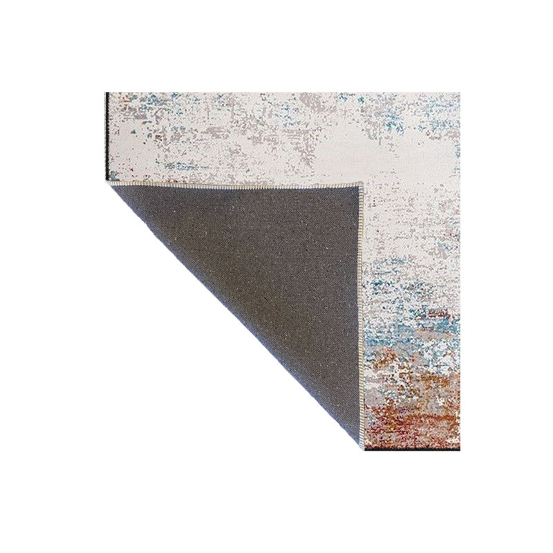 Tapis décoratif lavable orange à motif pastel brodé, Sous-tapis rectangulaire 3 pi 11 po x 5 pi 11 po i