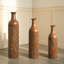 Ensemble de 3 vases de sol en métal ajouré, de hauts vases cylindriques brun rustique pour décoration de ferme