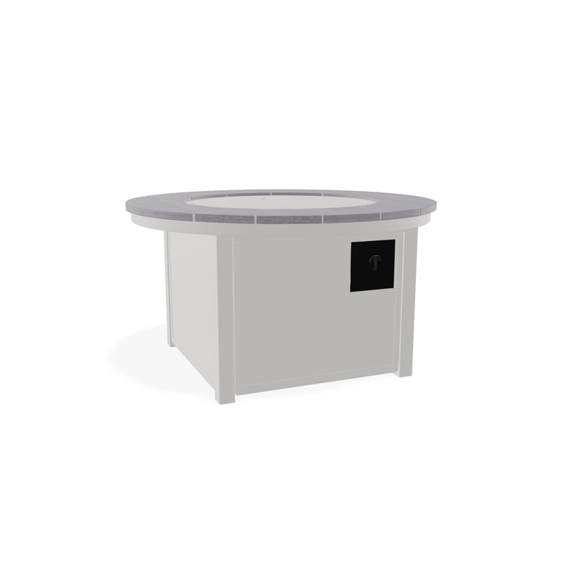 42" Round Rustic Polymer Fire Table with Propane Shelf, Snow