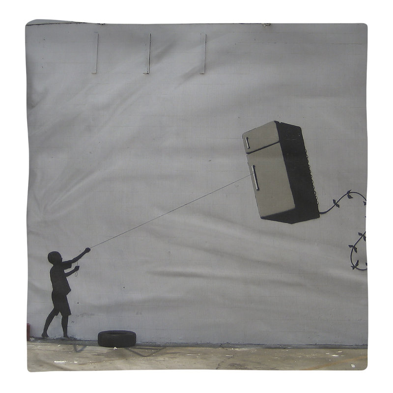 Banksy Graffiti No Pattern Square Napkin, 10" x 10", Poly Twill