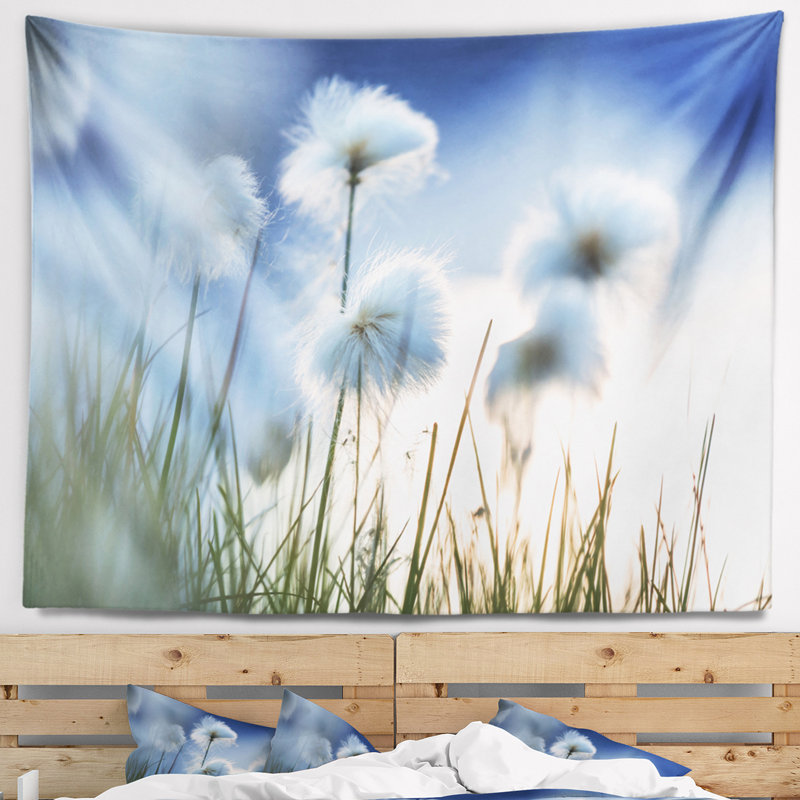 Magnifique tapisserie floral blanc polaire floral, H 32 po x l 39 po