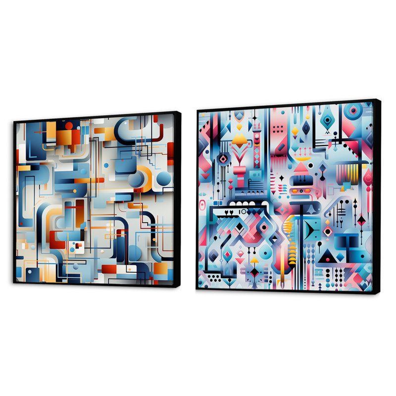 Blue Metropolis Matrix, H 16 po x l 33 po, Cadre flottant noir