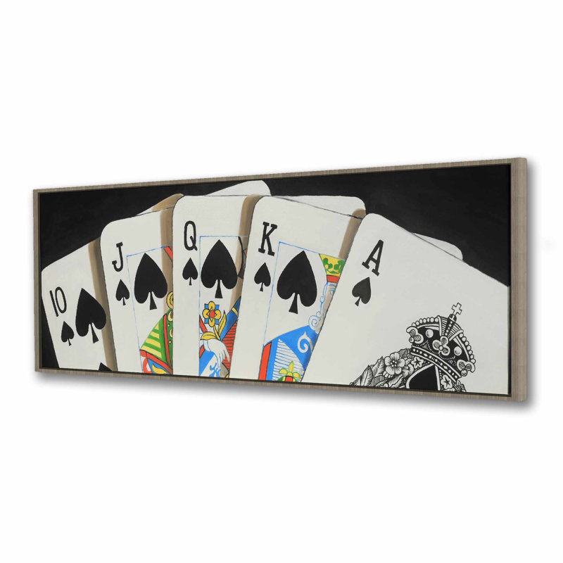 «Card Game Spades Royal Flush», art sur toile hyperréaliste, Beige, H 21,25 po x l 61,25 po