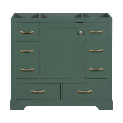 Meuble-lavabo 36 po sans lavabo, base d'armoire seulement, six tiroirs, diviseur de tiroir multifonctionnel, tablette réglable