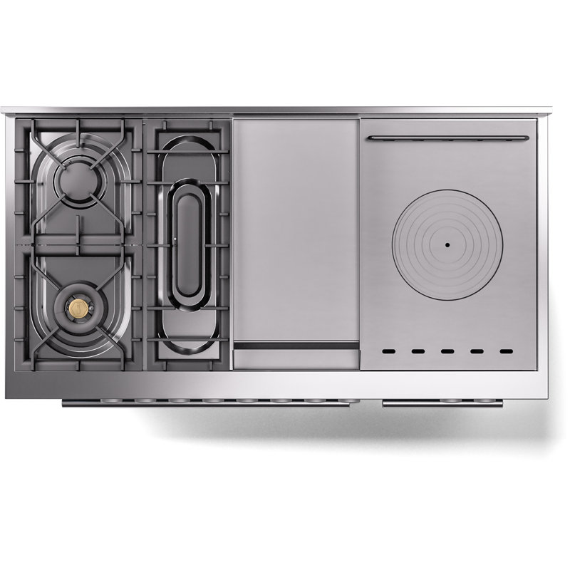 ILVE ProfessionalPlus II 48 Dual Fuel Range, knobs, White, Liquid Propane