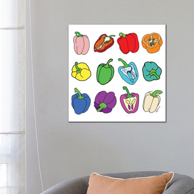 Rainbow Bell Peppers Paprika by Notsniw Art - Wrapped Canvas Gallery-Wrapped Canvas Giclée
