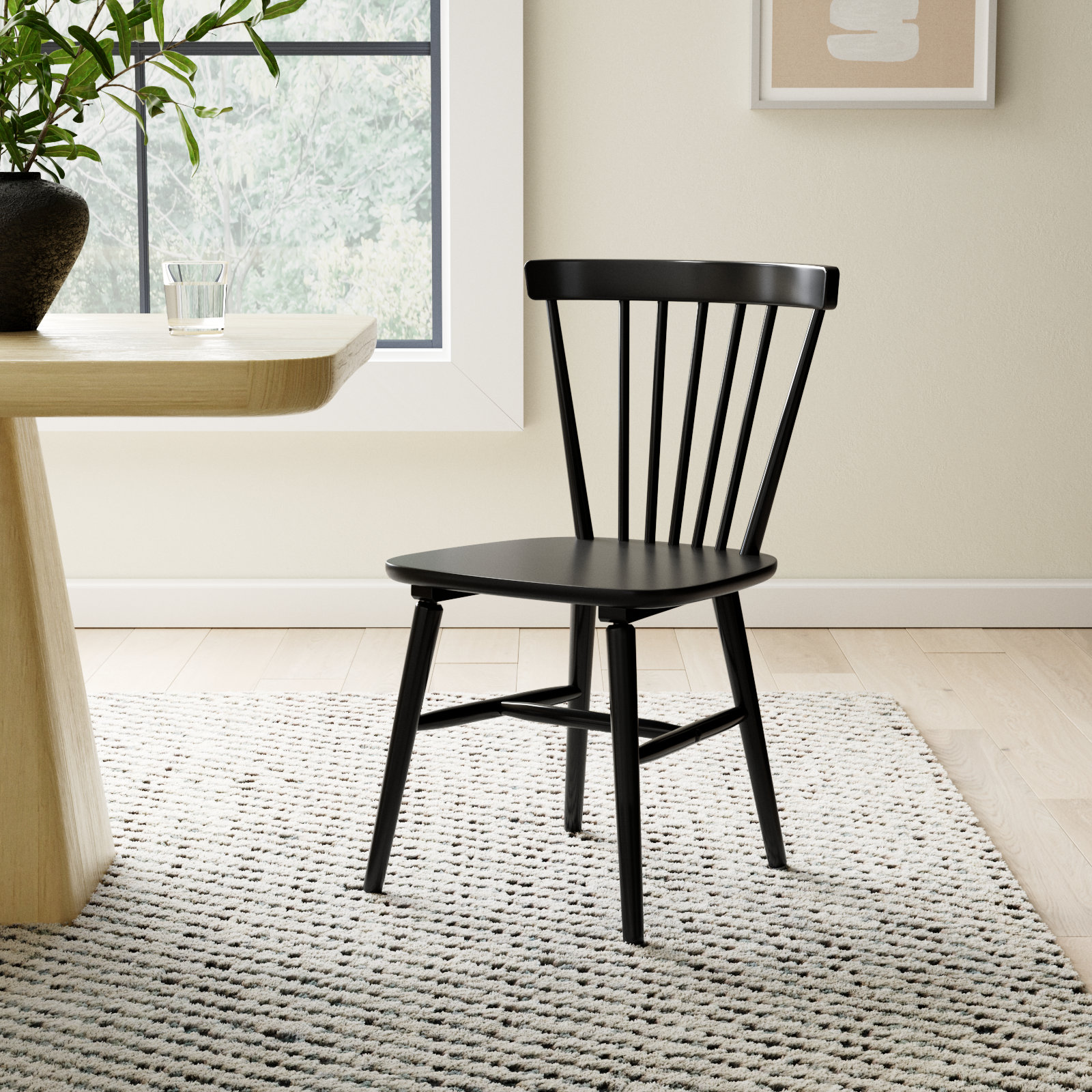Antoya Solid Wood Dining Chair, Black