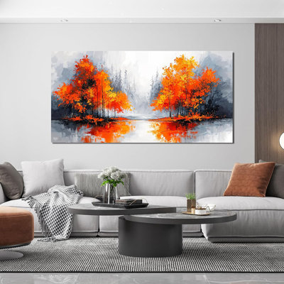 Canvas Wall Art Decor Modern Large Wall Art for Living Room Canvas Art Wall Decor Fall Orange Artwork for Walls Landscape Black and White Wall Art Pri