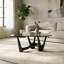 Table basse triangulaire abstraite en verre 43 po avec base sculpturale noire-1773246261-1773246255