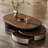 High-end saddle leather oval creative end table