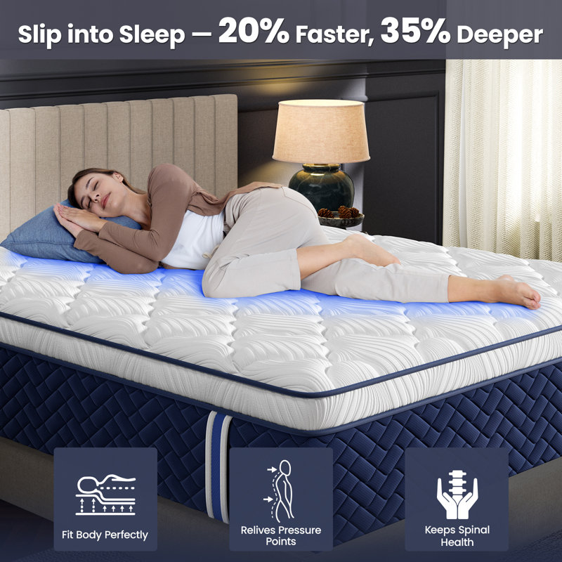 Medium Hybrid Mattress With Euro Top, Pressure Relief And Motion Isolation, Certipur-US And OEKO-TEX Certified, King, 14"
