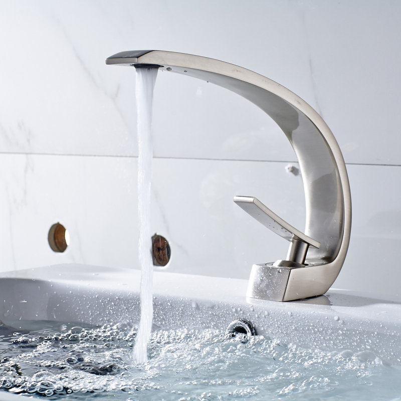 Robinet de salle de bain en nickel brossé, robinet pour lavabo de salle de bain, robinet de salle de bain monotrou moderne