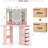 Oryon 56"x44" Corner Makeup Vanity with Lights, Vanity Desk with Mirror,10 LED Lights,5 Drawers-1589516207