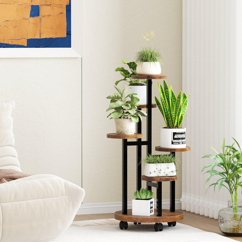 Support à plante roulant avec roues, support de pot de fleurs à plusieurs niveaux, tablette de plante mobile pour adultes