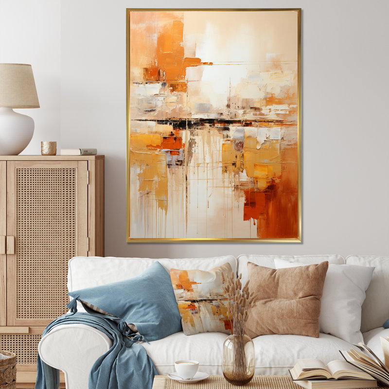 Glam Orange Beige Collage II - Fashion Framed Wall Art, Gold Floater Frame, 20" H x 12" W