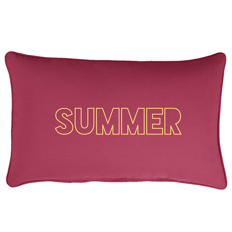 Embroidered Outdoor Reversible Throw Pillow, 13" H x 20" W, Hot Pink