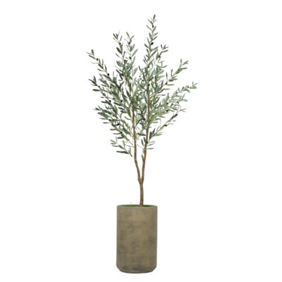 83" Faux Aeliana in Cement Gray Smooth Ceramic Cylinder