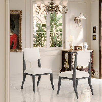 2 chaises de salle à manger rembourrées gris chêne traditionnel élégant - structure en bois franc massif, lignes courbes, revêtement en tissu doux, sièges rembourrés épais, dossiers ergonomiques, capacité de 300 lb par chaise, par pièce,