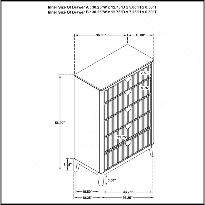 Commode 5 tiroirs Mason