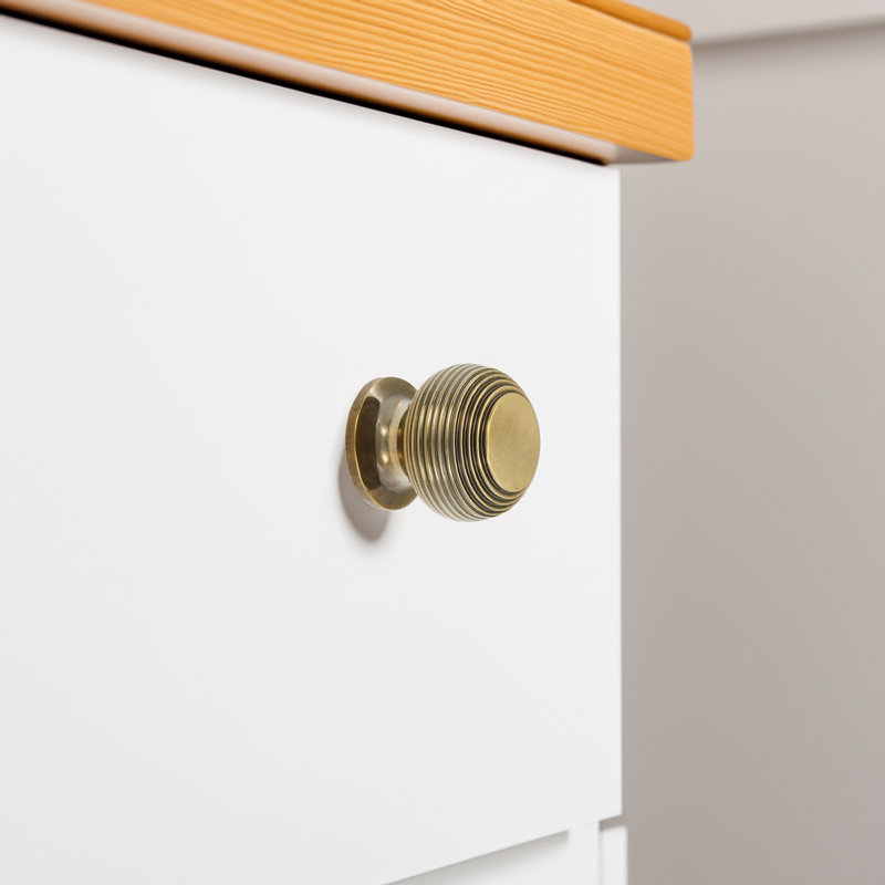 Beehive 30mm Diameter Mushroom Knob, Aged Brass