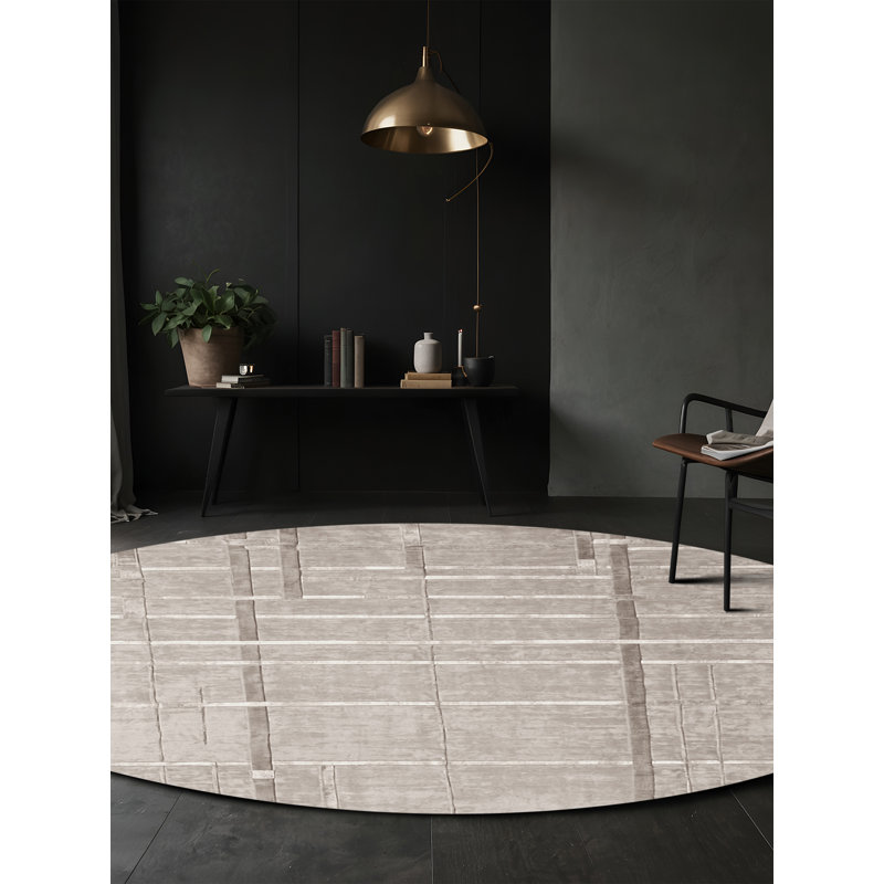 Machine Washable Gray Area Rug, Round 8'